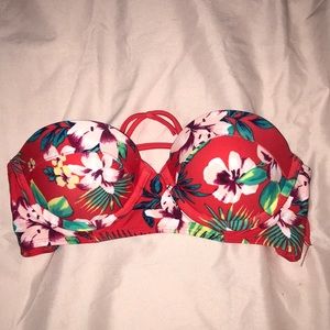 Hollister Floral Strapless Bikini Top